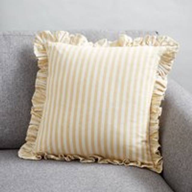 Frilled Stripe Cushion Cover - Ochre