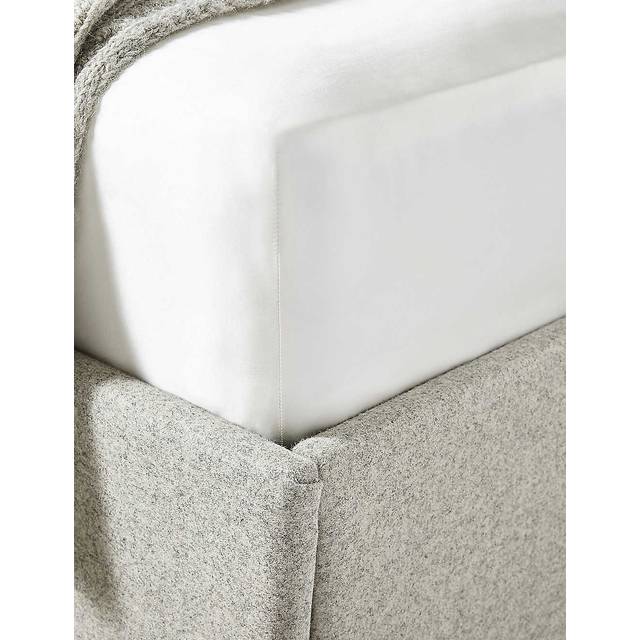 The White Company Chalk Audley Double Silk Fitted Sheet - CHALK