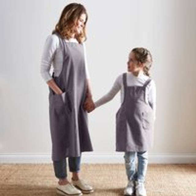 Cotton Cross Over Apron - Charcoal