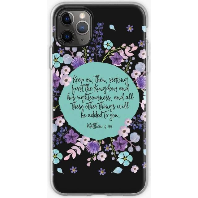 Phone Case MATTHEW 6:33 (Purple Flowers) for iPhone Samsung 14 13 12 11 Plus Pro Max Galaxy S23 S22 Ultra Note 20 10