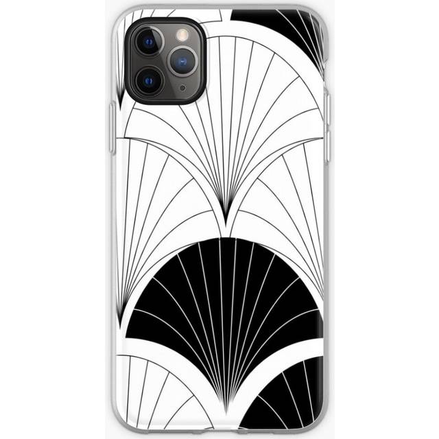 Phone Case Art Deco Black And White Abstract Fan Design for iPhone Samsung 14 13 12 11 Plus Pro Max Galaxy S23 S22 Ultra Note 20 10