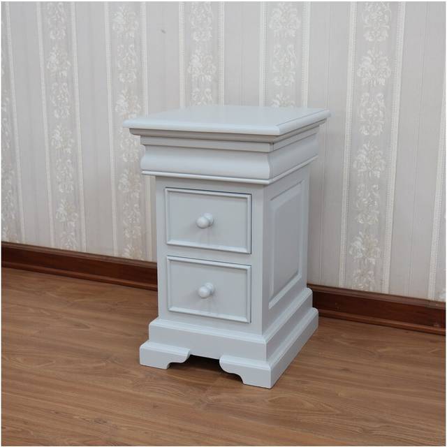 Carlo 3 Drawer Bedside Table - Light Grey (64cm H X 40cm W X 46cm D)