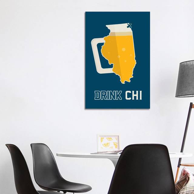Drink CHI - Chicago Beer Print by Benton Park Prints - Wrapped Canvas Print (101.6 cm H x 66.04 cm W x 3.175 cm D)