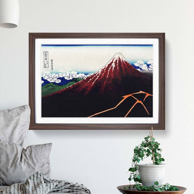 Sanka Hakuu by Katsushika Hokusai - Picture Frame Painting Print - Walnut (35cm H x 50cm W x 2cm D)