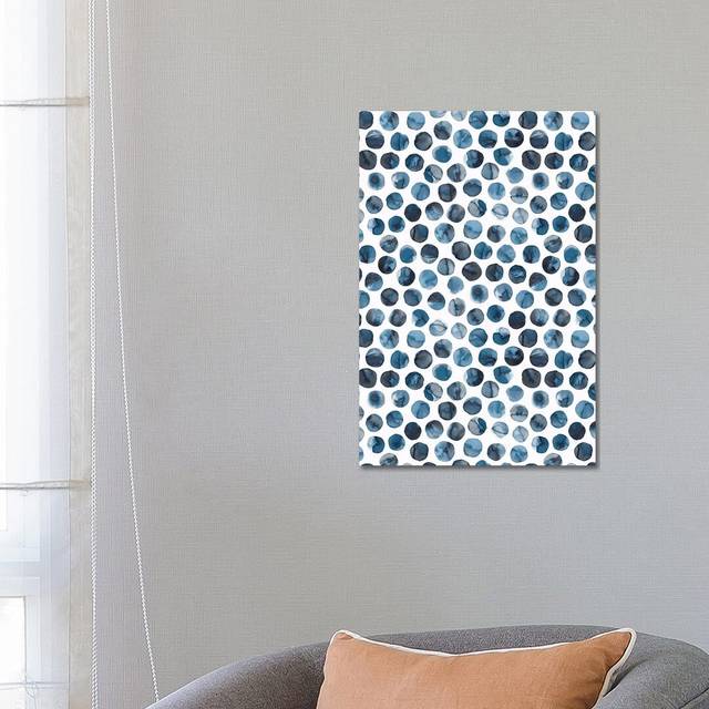 Colorful Ink Marbles Dots Blue - Wrapped Canvas Painting (66.04 cm H x 45.72 cm W x 1.91 cm D)