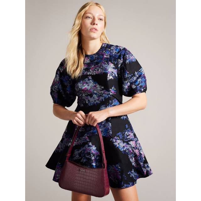 Ted Baker Womens Dp-purple Wilbur Abstract Jacquard Mini Dress 8 - DP-PURPLE
