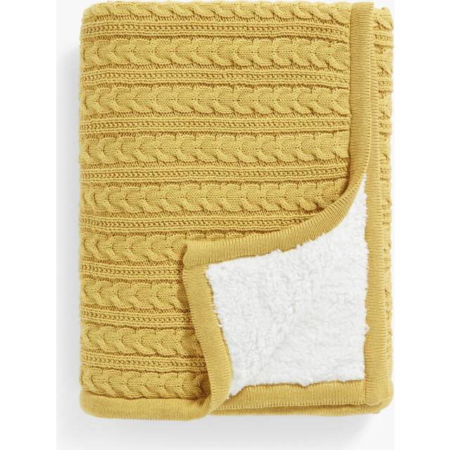 John Lewis Kids' Cable Knit Sherpa Fleece Throw, 150 x 100cm
