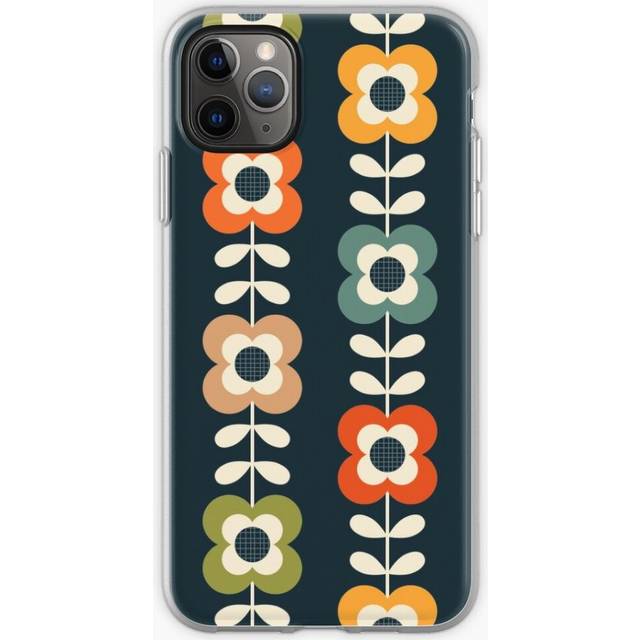 Phone Case Mod Flowers in Retro Colors on Charcoal for iPhone Samsung 14 13 12 11 Plus Pro Max Galaxy S23 S22 Ultra Note 20 10