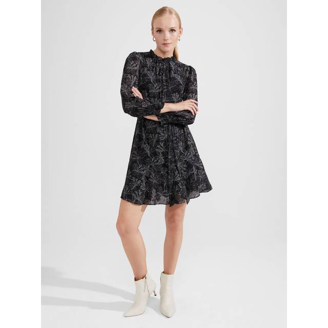 Hobbs Natalie Long Sleeve Mini Dress, Black/Ivory