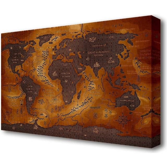 Ancient World Map - Wrapped Canvas Graphic Art Print (101.6 cm H x 142.2 cm W)