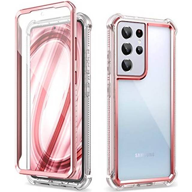 Case for Samsung Galaxy S21 Ultra 5G 6.8 Inch with Built-in Screen Protector 360 Degree Dust Proof Front and Back Clear Full Body Outdoor TPU+PC
