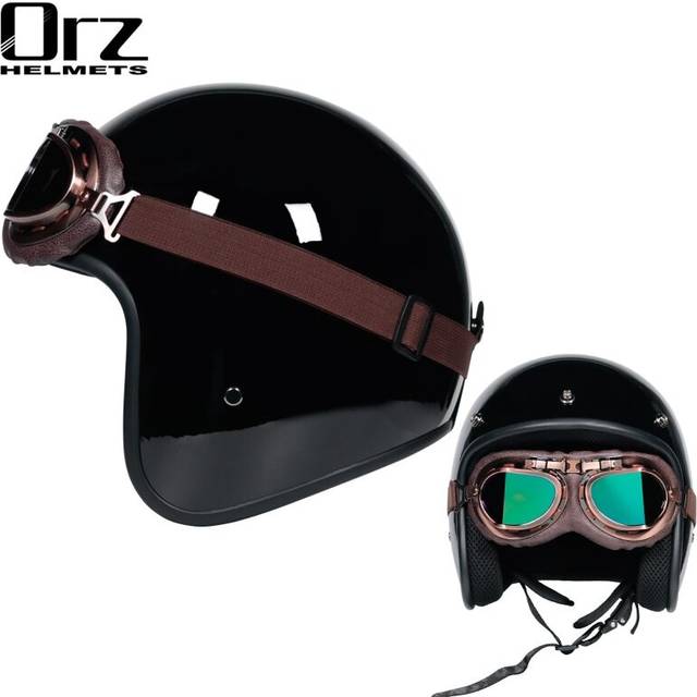 (XL, 11) DOT approved retro motorcycle helmet casco 3/4 open face  helmet cafe racer helmet chopper helmet capacete    Motorcycle