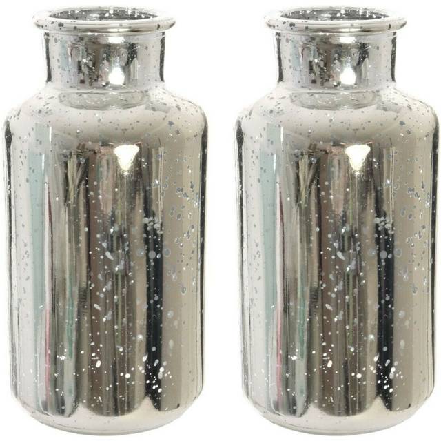 Silver Splatter Glass Flower Vase Funnel Neck Vase