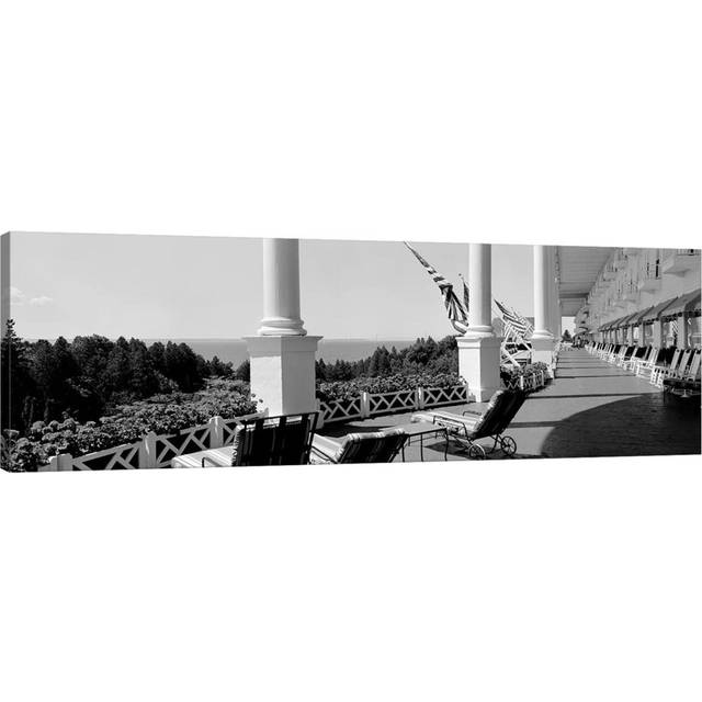 Deck Chairs on a Hotel's Porch, Grand Hotel, Mackinac Island, Michigan, USA - Wrapped Canvas Panoramic Photograph (30.48 cm H x 91.44 cm W x 1.91 cm D)