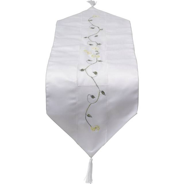 "(Yellow) Clematis Embroidered Flower Organza Panel Table Runner 12"" x 36"""