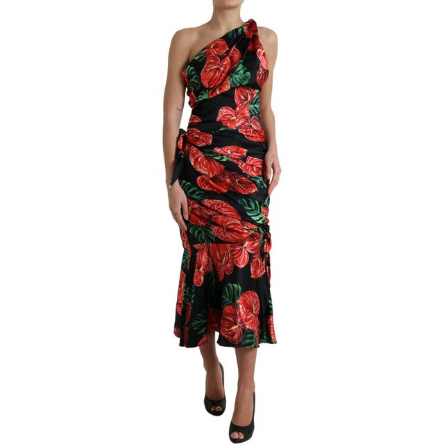 Dolce & Gabbana, Klänning, Dam, M, Tropisk Elegans Sidoklänning - multicolor (M)