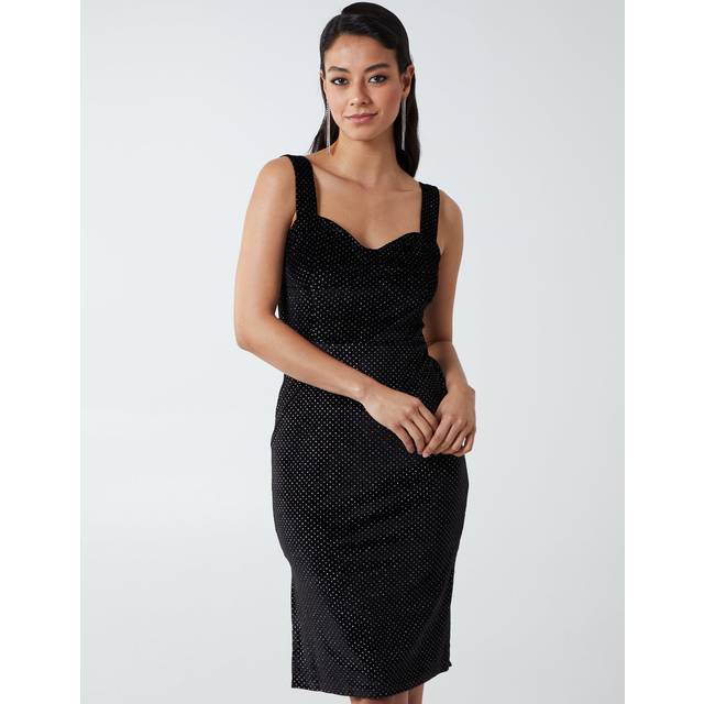 Blue Vanilla Womens CHRISTINA - Sweetheart Front Midi Dress - Black - Size 10 UK