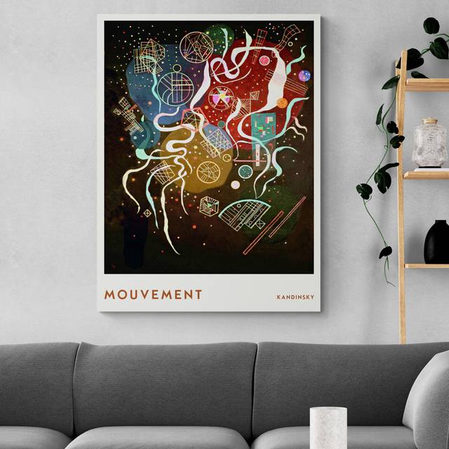Mouvement by Wasilly Kandinsky - Closed Corner Frame Art Prints on Canvas (117cm H x 81cm W x 4cm D)