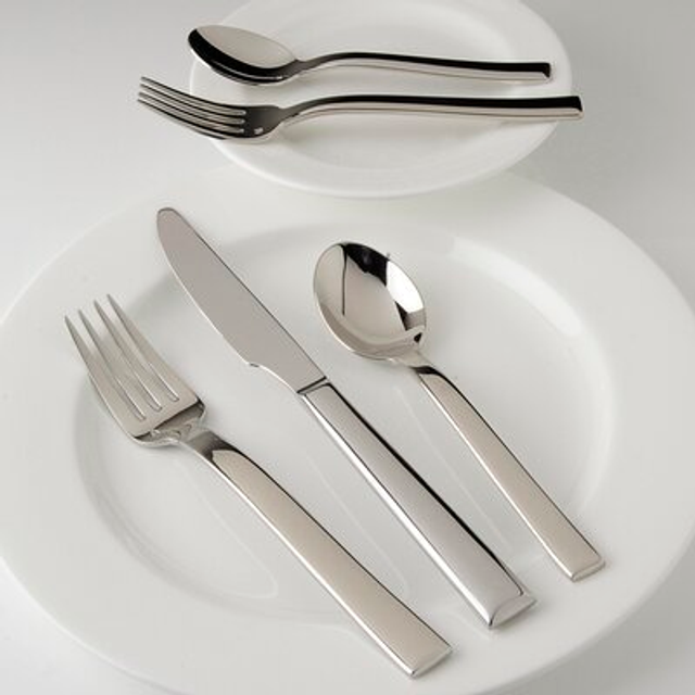 Fortessa Still 1810 Stainless Steel Flatware  5 Piece Place Setting  Service for 1 Silver