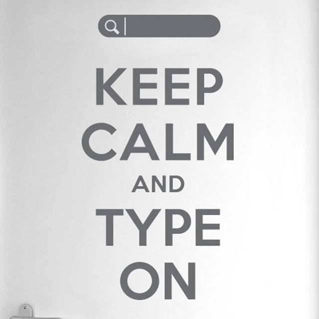Keep Calm and Type on Door Room Wall Sticker - Grey (57cm H X 30cm W)