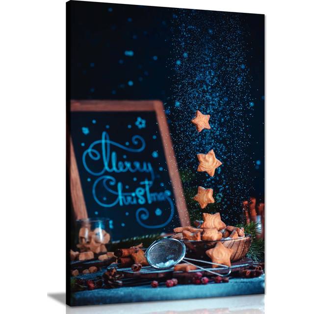 Panther Print Fine Art Prints Make A Wish Star Shaped Sugar Cookies On Christmas Artistic Framed Canvas Print, Pictures For Home Walls, Bedroom, Livin (61cm H x 41cm W)