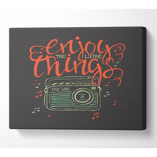 Enjoy The Little Things Music Canvas Watercolour - Brown;Green;Orange (66cm H x 106.6cm W x 10cm D)