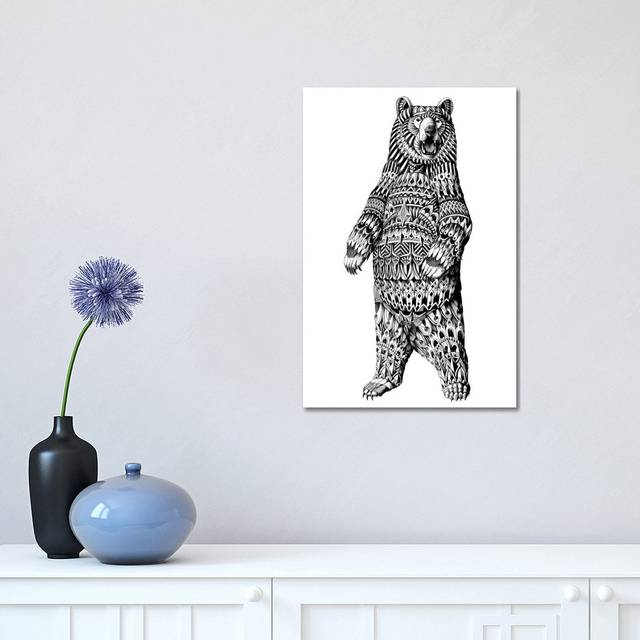 Ornate Grizzly Bear by Bioworkz - Wrapped Canvas Drawing (45.72cm H x 30.48cm W)