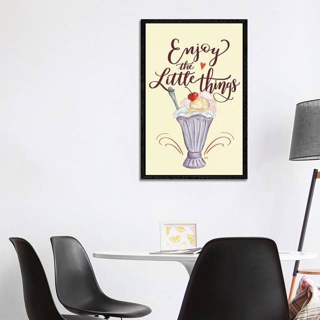 Enjoy The Little Things Icecream - Black Framed Canvas (101.6cm H x 66.04cm W x 3.81cm D)