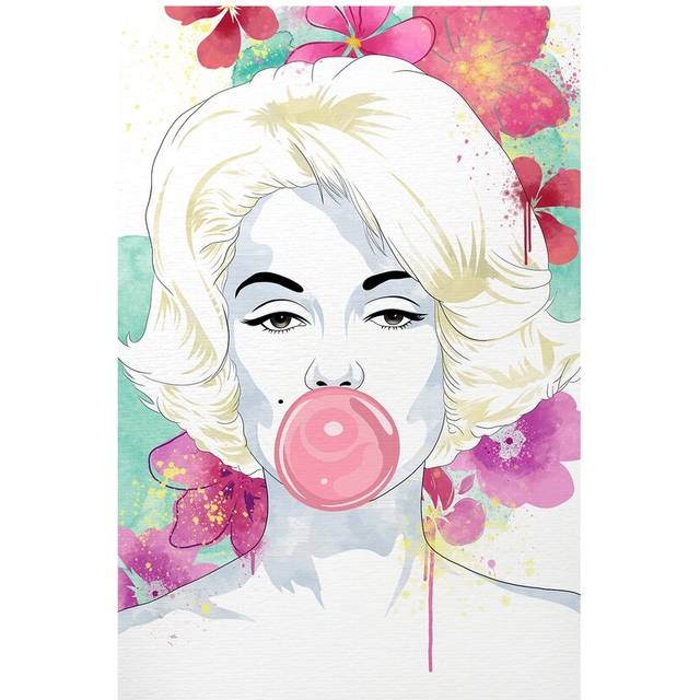 'Norma Jeane Flower Color Pop' Graphic Art on Wrapped Canvas (66.04 cm H x 45.72 cm W x 1.91 cm D)