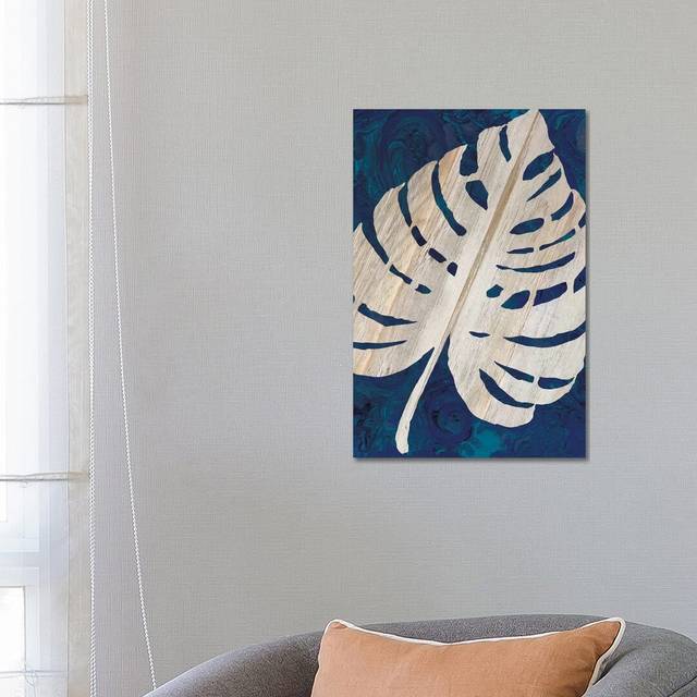 Monstera Navy by Cindy Jacobs - Wrapped Canvas Painting (66.04cm H x 45.72cm W x 1.905cm D)