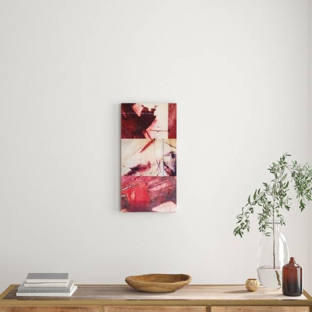 'Paper Screen 9' by Gill Cohn Art Print Wrapped on Canvas - Brown;Red (61cm H x 31cm W x 3.8cm D)