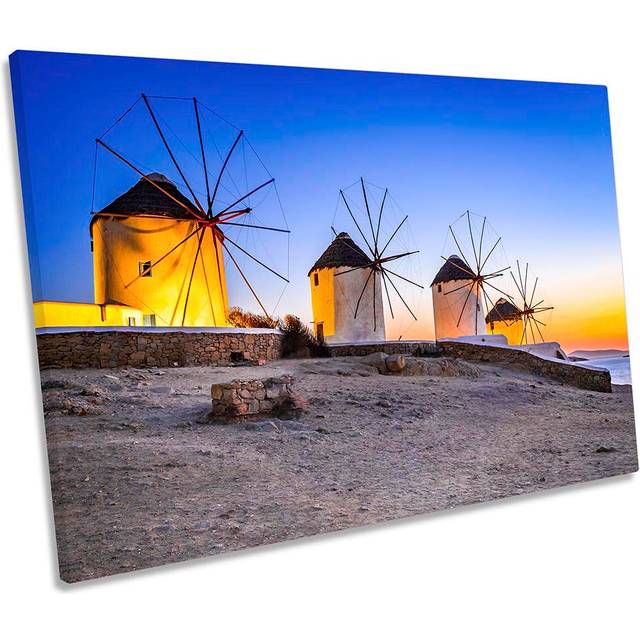 Mykonos Greek Windmills - Wrapped Canvas Photograph (61cm H x 91.4cm W)