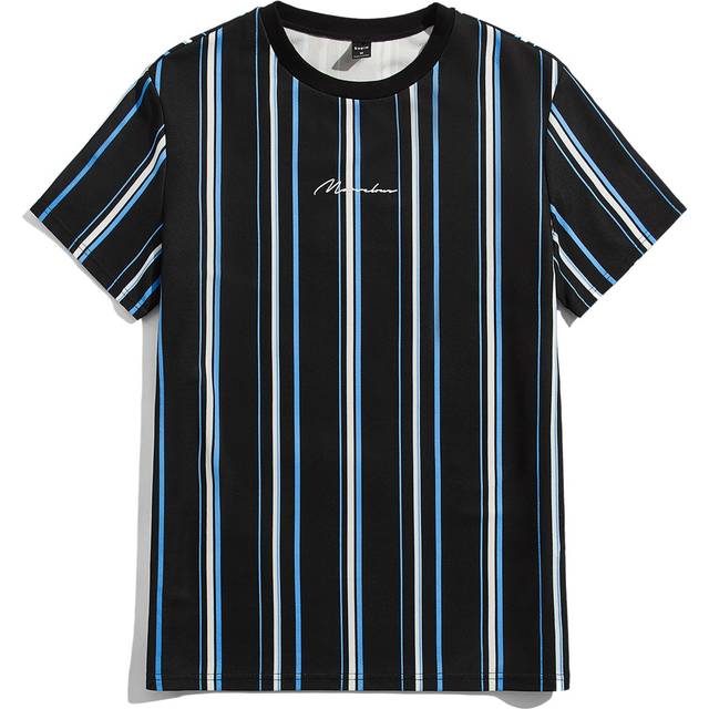 Manfinity Men Letter Graphic Striped Tee