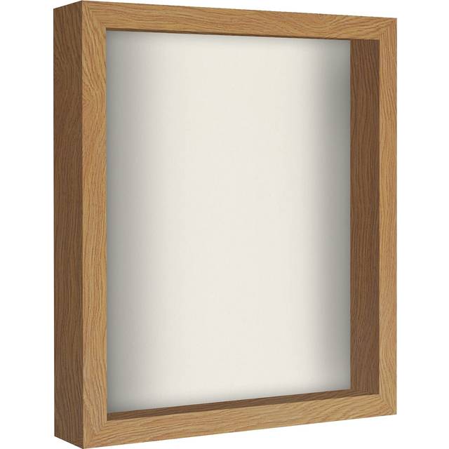 Americanflat 11x14 Shadow Box Frame in Dark Oak with Soft Linen Back - Engineered Wood with Shatter-Resistant Glass  and Hanging Hardware for Wall and