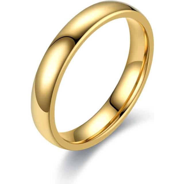 1 st. Enkel 4MM Herr Glansig Titanstål Guld Färg Ring , Komfort Fit Rostfritt Stål Band Inre & Yttre Avrundad Design , Lämplig För män & Kvinnor , Brö (7,9,11,6,8,10)