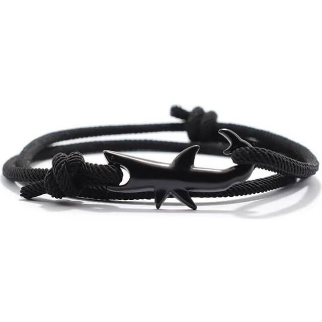 Sjöhajarmband Unisex flerskiktad lycka till svart röd trådarmband present till älskare sommar strand smycken accessoarer surfarmband (En-Storlek)