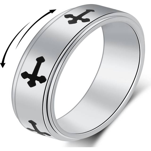 Klassisk Enkel Slätt Fidget Ring Ångest Ringar För män Kvinnor , Rostfritt Stål Silver Kors Bröllopsband , Ring Påfrestning Lättande 6mm Ring För Ånge (7,9,6,8,10)