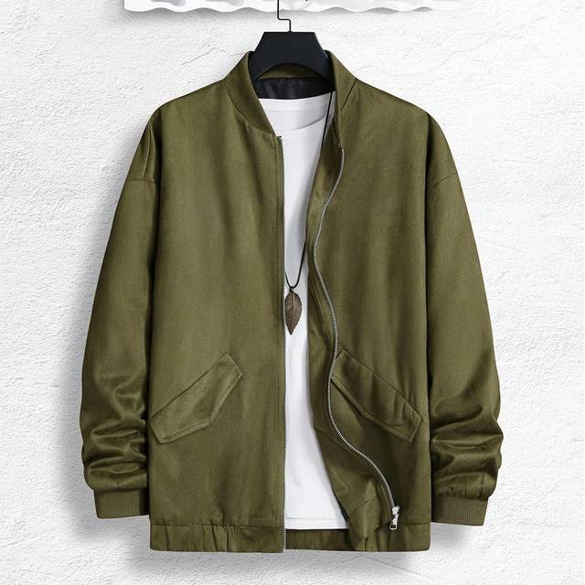 Baggy Drop Shoulder Bomberjacka för män (ingen T-shirt ingår) - Grön (L,M,S,XL)