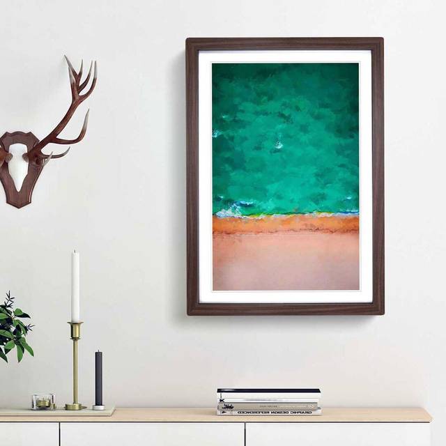 South Beach View in Miami Florida in Abstract - Picture Frame Painting Print - Walnut Framed (36cm H x 27cm W x 2cm D)