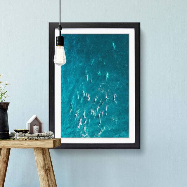 Many Dolphin in Abstract - Picture Frame Graphic Art Print - Black (60cm H x 40cm W x 2cm D)