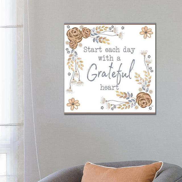 Brown Leaves Inspiration I by Andi Metz - Wrapped Canvas Typography (66.04 cm H x 66.04 cm W x 1.91 cm D)