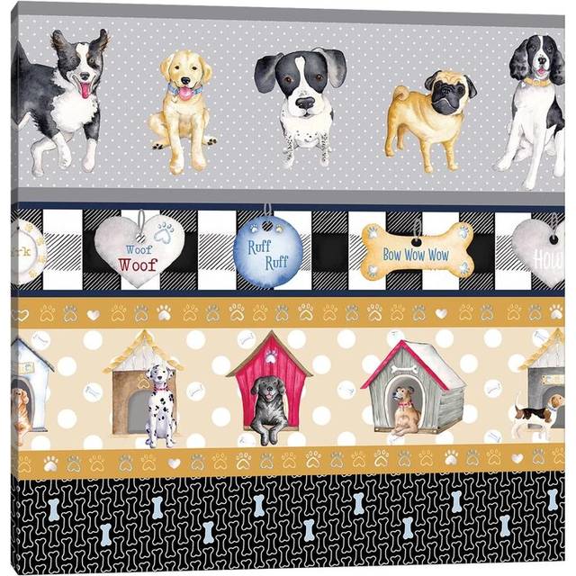 A Dogs Life on Plaid Panels by Andi Metz - Wrapped Canvas Graphic Art (45.72 cm H x 45.72 cm W x 1.91 cm D)
