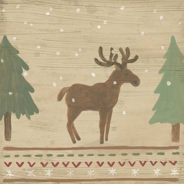 Naive Nordic Holiday II - Unframed Painting on Canvas (30cm H x 30cm W x 3.8cm D)