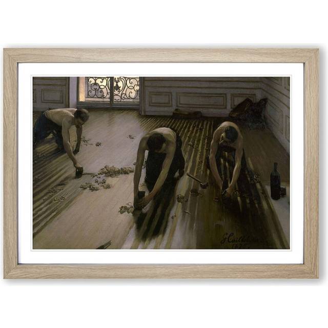&#39;The Floor Planers&#39; by Gustave Caillebotte Framed Painting Print - Oak (45cm H X 62cm W)