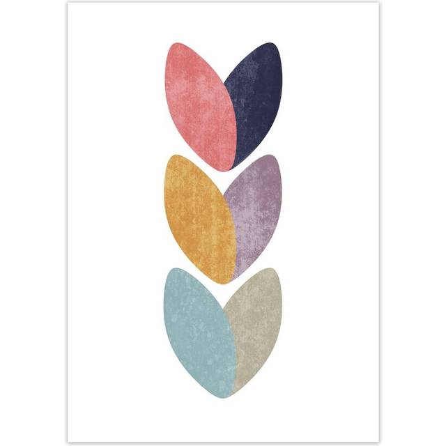 'Scandinavian Hearts B' - Graphic Art Print on Paper - No Frame (30cm H x 21cm W x 1cm D)
