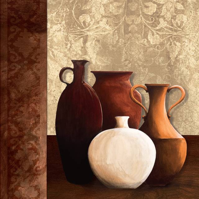 Textured Vases - Wrapped Canvas Painting (91cm H x 91cm W x 3.8cm D)