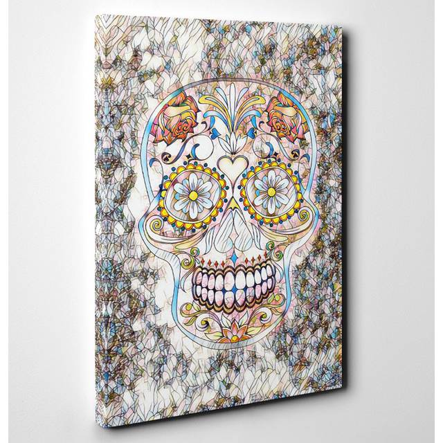 'Sugar Skull Tattoo 4' Graphic Art on Wrapped Canvas (60cm H x 40cm W)