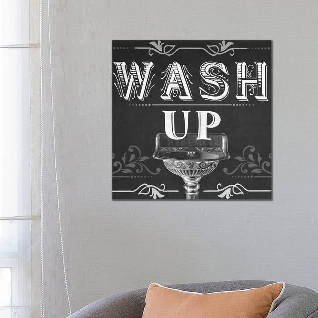 Chalkboard Bath Signs III by June Erica Vess - Wrapped Canvas Typography (66.04cm H x 66.04cm W x 3.81cm D)