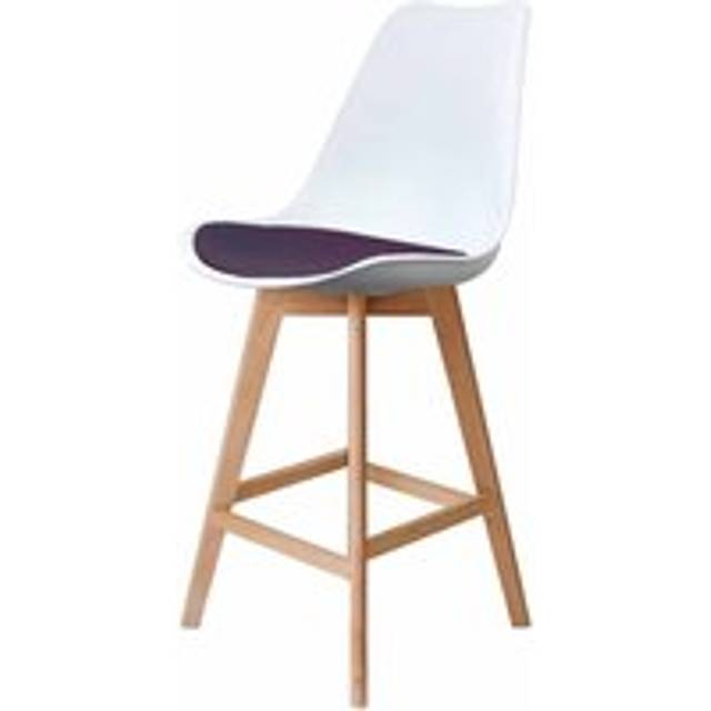 Fusion Living Soho White Plastic Bar Stool - Aubergine