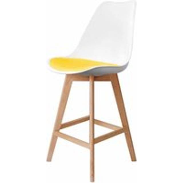 Fusion Living Soho White Plastic Bar Stool - Yellow